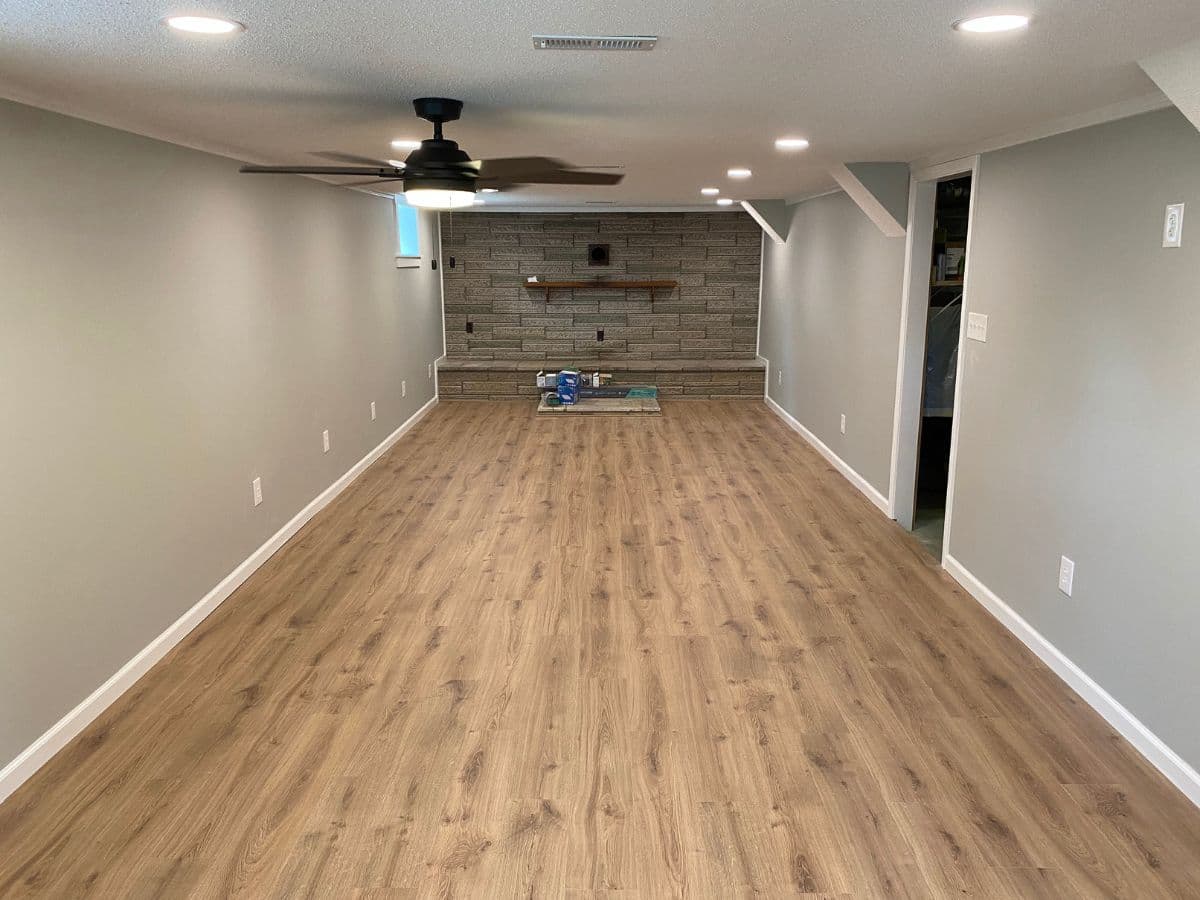 Basement to den conversion in Bristol, TN - finished living space by V&C Remodeling
